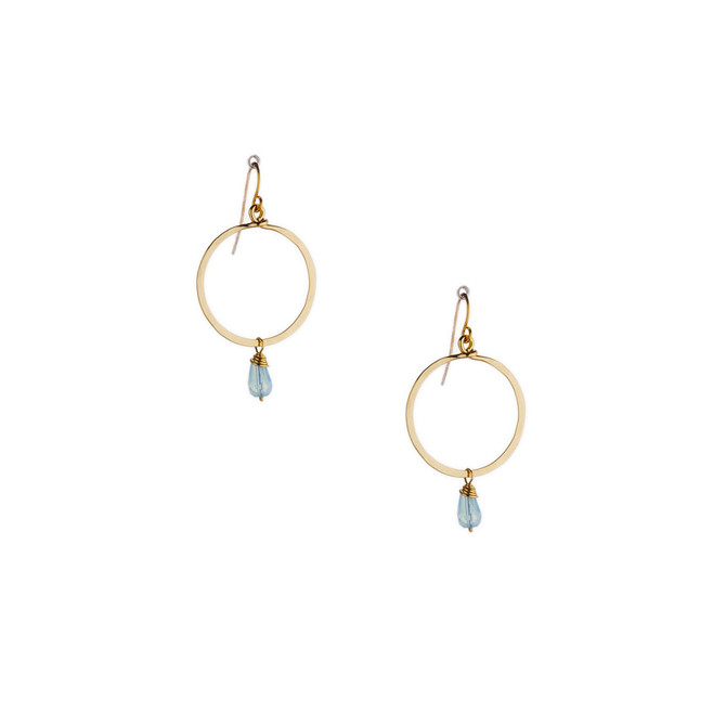 Hammered, Bohemian, Gold-plated, Wire Wrapped Gypsy Boho Earrings, Handmade / GAE G B101-42