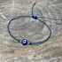 Dainty Turkish Eye Bracelet, Czech Crystals,& Bugle Beads, Handmade / ATB G B18-3NV