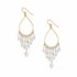 Golden Age Hammered Gold-Plated Single Teardrop Chandelier Earrings with Clear Czech Crystals