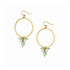 Golden Age Hammered Gold-Platted Single Hoop with Dangly Earrings Green Czech Crystal Teardrop Cluster / GAE G B464-M189