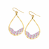 Golden Age Hammered Gold-Plated Single Teardrop Earrings with Fuchsia Turquoise Multi-Color Czech Crystal Beads/ GAE G B177-D144