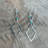Golden Age Hammered Silver-Plated Geometric Earrings with Turquoise Czech Beads / GAE S B392-1