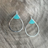 Golden Age Hammered Silver-Plated Single Teardrop Earrings with Czech Turquoise Beads / GAE S B497 - 1