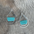 Golden Age Hammered Silver-Plated Double Teardrop Earrings with Turquoise Czech Beads / GAE S B52 - 1