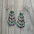 Chandelier Gold-Plated Earrings with Multi-Color Czech Crystal Beads and Seed Beads / CAE G B88 - M31