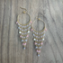 Chandelier Gold-Plated Single Hoop Earrings with Pastel Multi-Fuchsia Czech Crystal Beads / CAE G B32 - M140