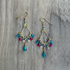 Chandelier Gold-Plated Teardrop Shaped Earrings with Multi-Blue Czech Crystal Beads / CAE G B105 - M92