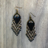 Kokopelli Boho Native American Southwest Beaded Fringe Earrings with Multi-Black Czech Bugle and Seed Beads / KPE B226 - M111