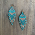 Kokopelli Boho Native American Southwest Beaded Fringe Earrings with Multi-Turquoise Czech Bugle and SeedBeads / KPE B225 - M133