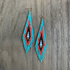 Kokopelly Boho Native American Southwest Beaded Fringe Earrings with Turquoise Czech Seed and Bugle Beads / KPE B163-2
