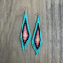 Kokopelly Boho Native American Southwest Beaded Fringe Earrings with Turquoise Czech Bugle and Seed Beads / KPE B163-96