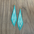 Kokopelly Boho Native American Southwest Beaded Fringe Earrings with Turquoise Czech Bugle and Seed Beads / KPE B163-76