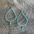Golden Age Hammered Silver-Plated Single Teardrop Earrings with Turquoise Czech Seed Beads and Dangly Teardrop Crystals / GAE S B289-1