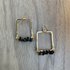 Gold-Plated Rectangle Onyx Earrings / GAE G B266-S1