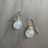 Moonstone Wire Wrap Pearl Earrings / SSE G B6-13