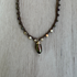 Braided Silk Brown Beaded Pearl Necklace / KRN G B320-4
