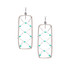 Hammered Silver Plated Bohemian Rectangular Wire Wrapped Beaded Turquoise Bead Earrings, Handmade / GAE S B197-1