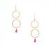 Hammered, Bohemian, Gold-plated, Beaded, Wire Wrapped Gypsy Boho Earrings, Handmade / GAE G B97-84