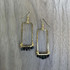 Gold-Plated Rectangle Onyx Earrings / GAE G B267-S1