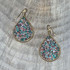 Handmade beading Czech Seed Beads and bugle beads Gold Teardrop Bohemian Earrings / RQE G B14-MR25