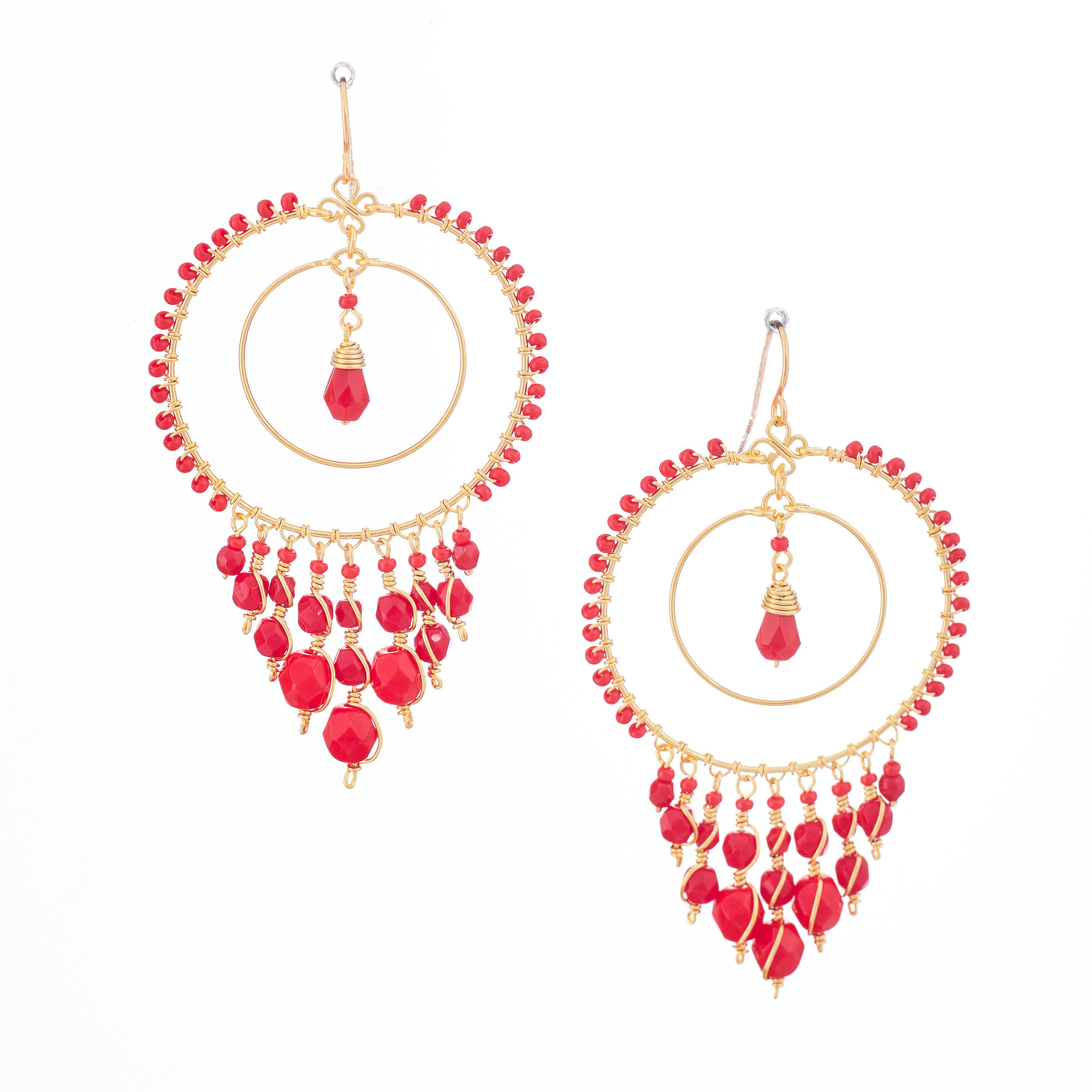 (CLEOPATRA)Czech Bead Wire-Wrapped Earrings
