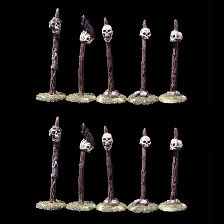 LL00132 Skulls on Spikes (10 figures) - Armorcast Terraform