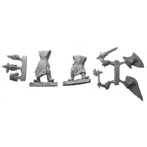 Elven Lord & Champion are a multi-piece customizable miniatures with your choice of weapon arms and heads. Cast in 28mm scale lead free pewter and sculpted by Sandra Garrity.