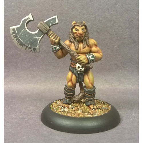 The Feline Barbarian is armed with a Great Axe and his muscles. The heroic barbarian defends the pride on the plains and Savanna with ferocity.

Cast in leadless pewter in Heroic 28mm scale. Sold unassembled and unpainted. Supplied with a 25mm round slotta base.