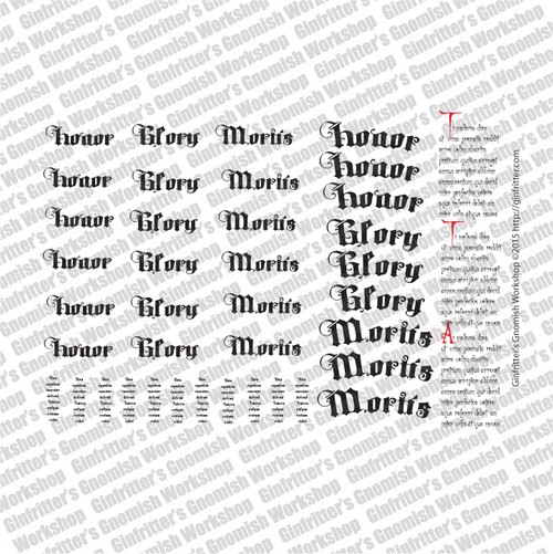 WARSRP009 Large Scale Gothic Scripts and Scrolls #3 Waterslide Decal 