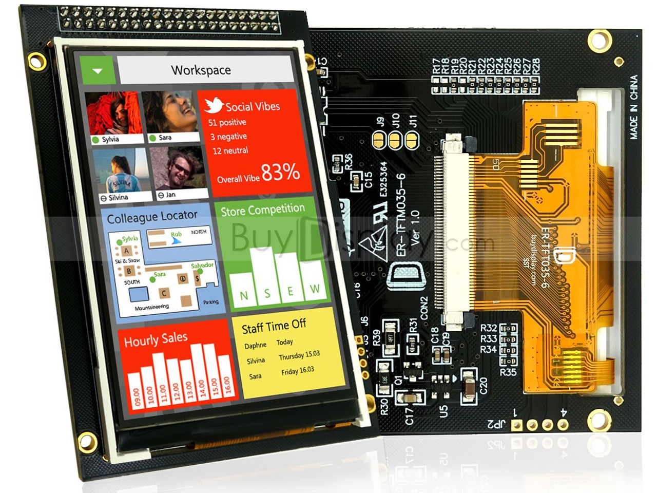 EastRising ER-TFT035-6 LCD 3.5 320x480 TFT Display Module,OPTL Touch  Screen w/Breakout Board 