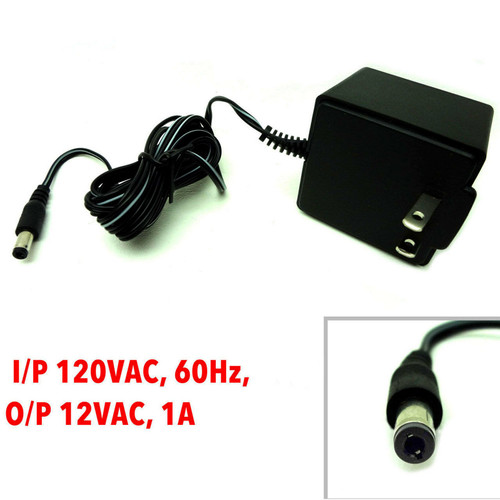 AC Adapter Power Supply 12 VAC-1Amp I/P 120VAC-60Hz, 18W, Out 12VAC-1A NEW