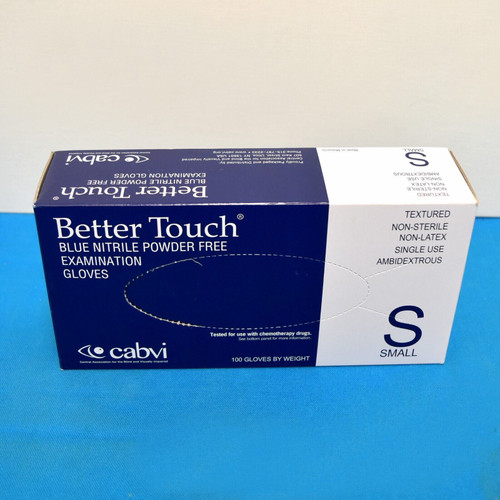 Cabvi Better Touch Nitrile Powder Free 4 mil Examination Gloves Small 100 Count