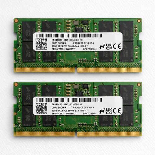 Micron 32GB (2x16GB) DDR5 5600MHz SODIMM Laptop RAM PC5-5600B