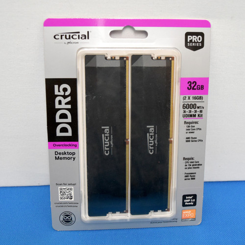 Crucial Pro Series DDR5 32GB 6000MT/s 36-38-38-80 Desktop Memory CP2K16G60C36U5B