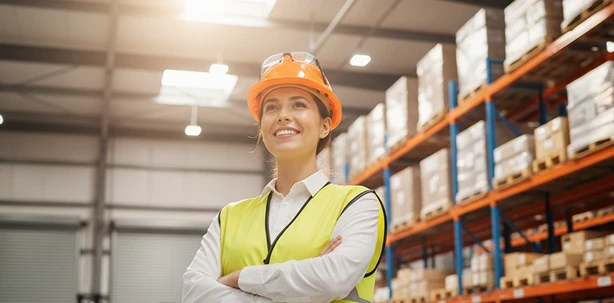Lighting specialist in warehouse
