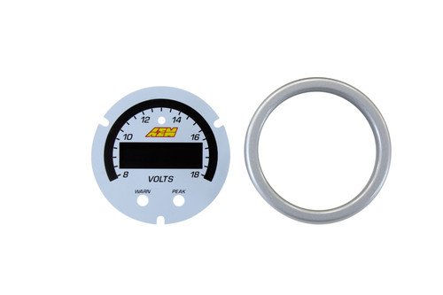 AEM X-Series Volt Gauge 8~18V Accessory Kit. Silver Bezel & White Faceplate.