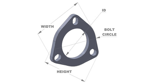 Vibrant Performance 3-Bolt Stainless Steel Flange (3.5" I.D.) - Single Flange, Retail Packed
Overall Flange Width - 4.82" (122mm)
Bolt Circle - 4.46" (113mm)
Thickness - 3/8" (10mm)
