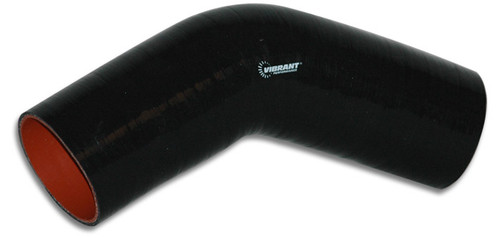 Vibrant Performance 4 Ply Aramid Reinforced 45 Degree Silicone Elbow, 1.5" I.D. x 5" Leg Length - Black