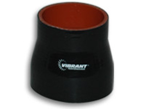 Vibrant Performance 4 Ply Aramid Reinforced Silicone Reducer Coupling, 2" ID x 2.25" ID x 3" Long - Black
