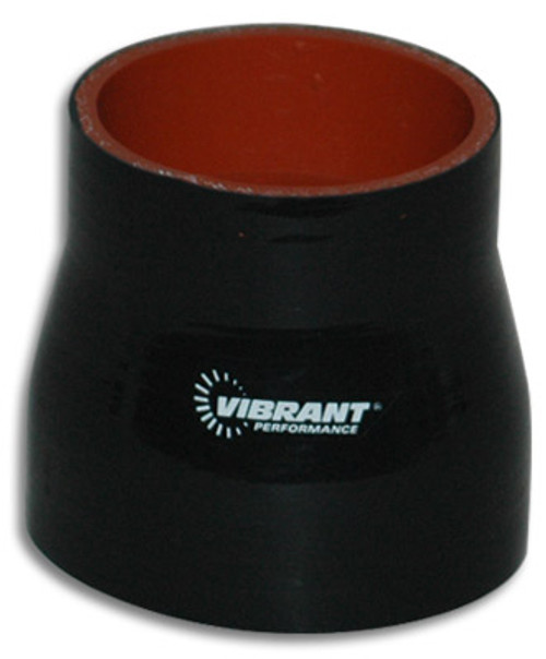 Vibrant Performance 4 Ply Aramid Reinforced Silicone Reducer Coupling, 2.5" ID x 2.75" ID x 3" Long - Black