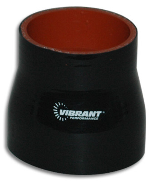Vibrant Performance 4 Ply Aramid Reinforced Silicone Reducer Coupling, 2" ID x 3" ID x 3" Long - Black