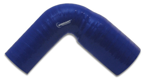 Vibrant Performance 4 Ply Aramid Reinforced 90 Deg. Silicone Transition Elbow Elbow, 3" ID x 4" ID x 4" Leg Length - Blue