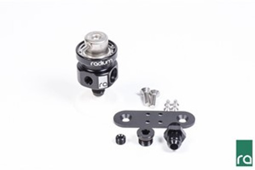 Radium Fuel Pressure Regulator, with 3.0Bar Bosch Top
-Billet 6061 Aluminum Housing 
-6AN Male Adapter Fitting
-6AN ORB Plug Fitting 
-1/8-27 NPT Port Plug 
-Integrated -6AN Male Return Port
-Stainless Steel Mounting Hardware
-Stainless Steel Snap Retaining Ring
-Anodized Aluminum Mounting Bracket