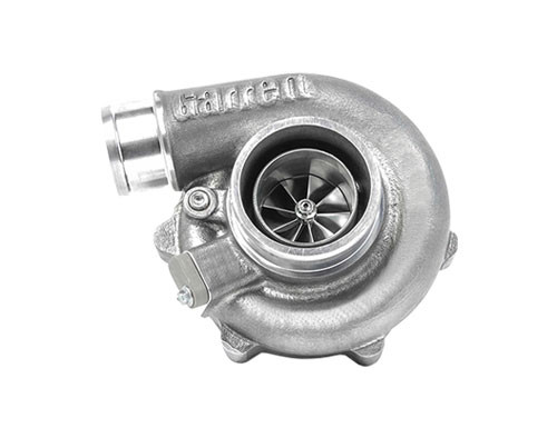 Garrett G25-550 Turbo Assembly Turbine Housing V-Band/V-Band, A/R 0.92 Reverse Rotation
Horsepower: 350 - 550HP
Displacement: 1.4 - 3.0L

Garrett® G Series Compressor Aerodynamics for maximum HP. Fully machined Speed Sensor and pressure ports. New Turbine Wheel Aero constructed of MAR-M alloy rated 1055ºC. Stainless Steel wastegated and non wastegated turbine housing option capable of 1050°C. Oil restrictor and water fittings included.

Compressor side: TRIM 65 A/R 0.70

Compressor Air Inlet: Hose 3"

Compressor Air Outlet: Hose 2"

Turbine side: TRIM 84  A/R 0.92

Turbine Inlet: V-Band 3

Turbine Outlet: V-Band 3.55"