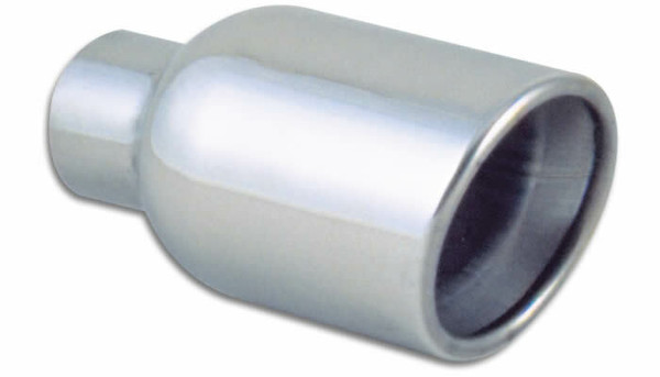 Vibrant Performance Weld-on Exhaust Tips 4" Round Stainless Steel Tip (Double Wall, Angle Cut) 2.50" Inlet I.D.
Inlet Diameter: 2.50"
Outlet Diameter: 4.00"
Overall Length: 7.75"
Tip Style: Double Wall, Angle Cut, Rolled Edge