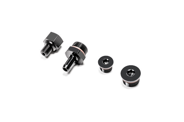 20-0889-PK Includes:
1x M10x1mm Female to 1/8" NPT Male
1x 8AN ORB to 8.5mm Barb
1x 8AN ORB Plug
1x 6AN ORB Plug