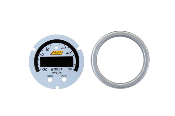 AEM X-Series Boost Pressure Gauge -30~60psi / -1~4bar Accessory Kit. Silver Bezel & White Faceplate