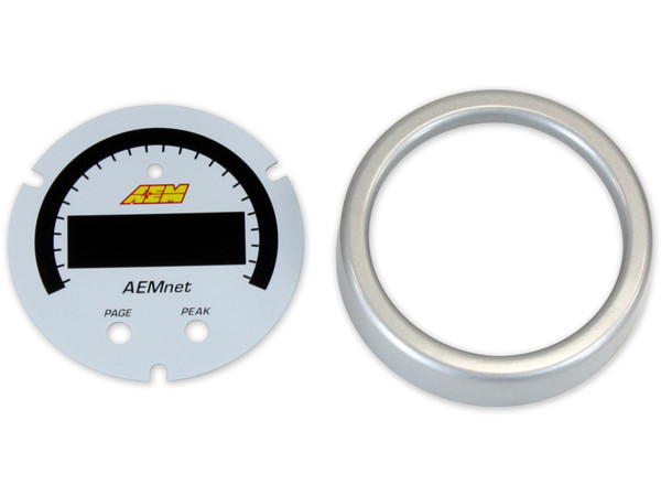 AEM X-Series AEMnet Can Bus Gauge Accessory Kit. Silver Bezel & White Faceplate