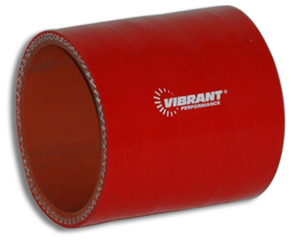 Vibrant Performance 4 Ply Aramid Reinforced Silicone Hose Coupling, 2" I.D. x 3" Long - Red, 4 Ply Reinforced Silicone