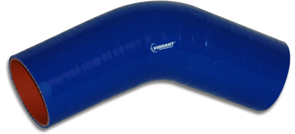 Vibrant Performance 4 Ply Aramid Reinforced 45 Degree Silicone Elbow, 2" I.D. x 5" Leg Length - Blue